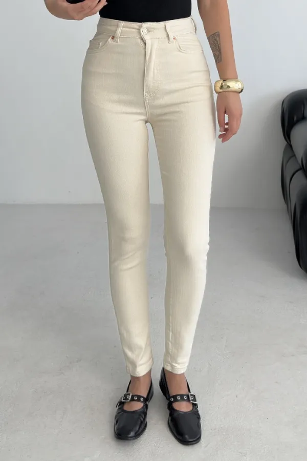 High Waisted Ankle Length Skinny Jean 815-80-(26-31) Natural