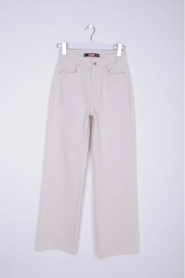 Wide Leg High Waisted Relaxed Jean  718-80-(27-32) Natural