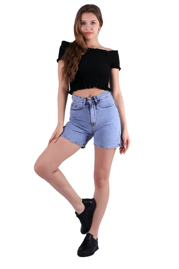 Double Folded Bottom Denim Short 292-08-(S-XL) Snow Light Blue Double Folded Bottom Denim Short 292-08-(S-XL) Snow Light Blue