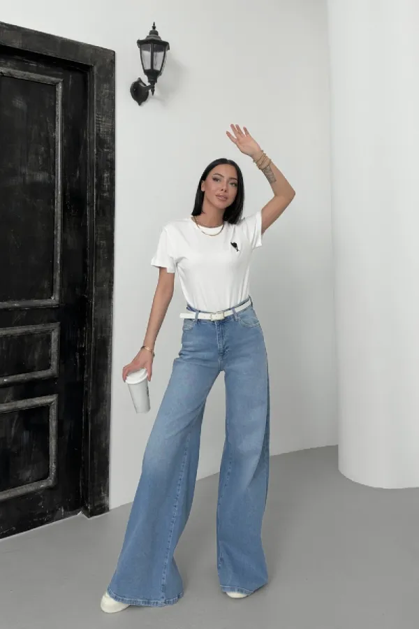 Geniş Paça Kot Pantolon 7082-15-(26-31)