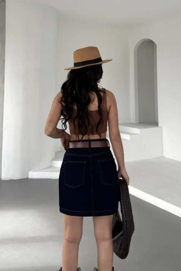 Mini Denim Skirt  1046-17-(36-42-6-2) Slubbed Navy Blue