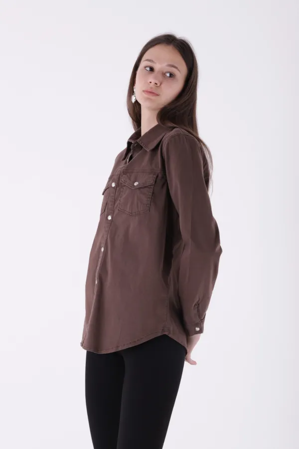 Çıtçıtlı Kot Gömlek  6013-79-(S-XL)