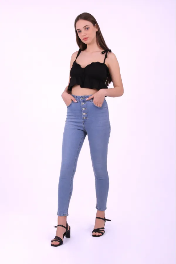 Önü 5 Düğmeli Skinny Kot Pantolon  755-15-(26-31)
