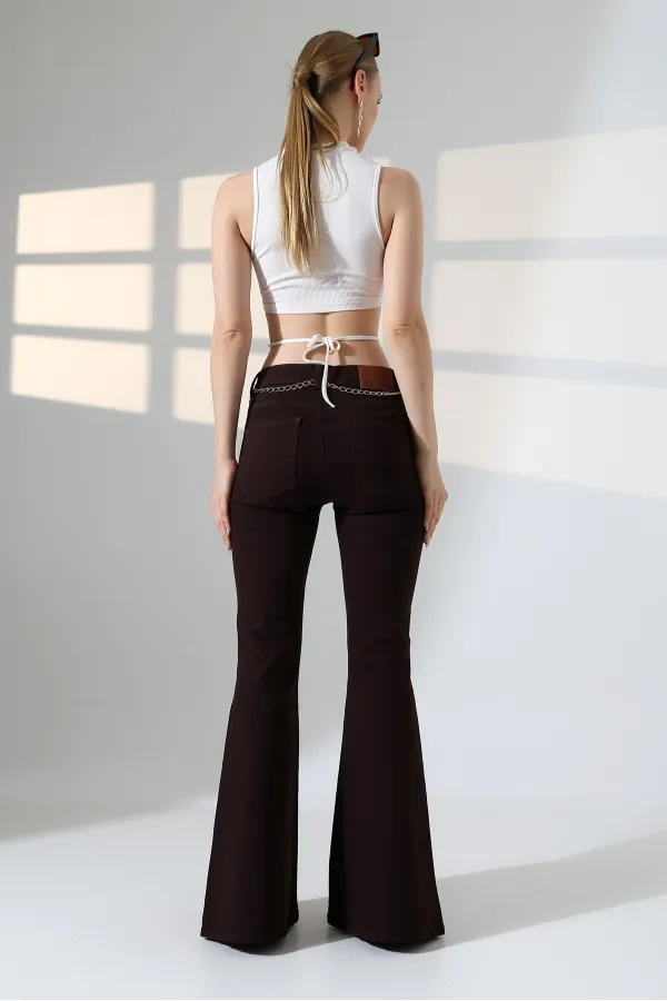 Wide Leg Flared Jean 7067-78-(27-32) Brown