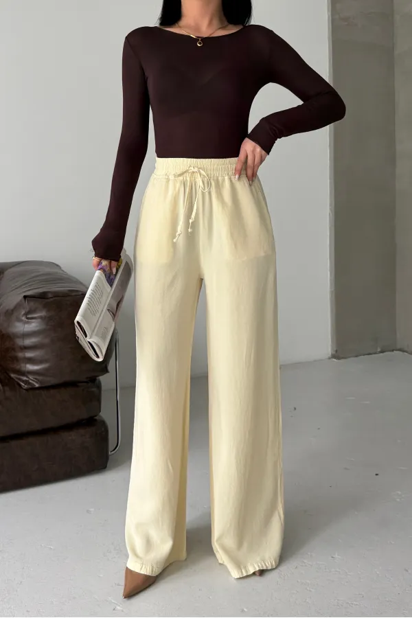 Lastikli Palazzo Pantolon HS708-101-(S-XL) Lastikli Palazzo Pantolon HS708-101-(S-XL)