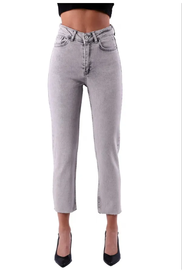 Dikişsiz Paça Mom Fit Kot Pantolon  764-32-(26-31)
