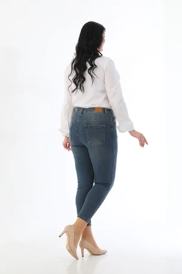 High Waisted Skinny Full Length Jean  515-02-(34-40) Dark Tinted Denim