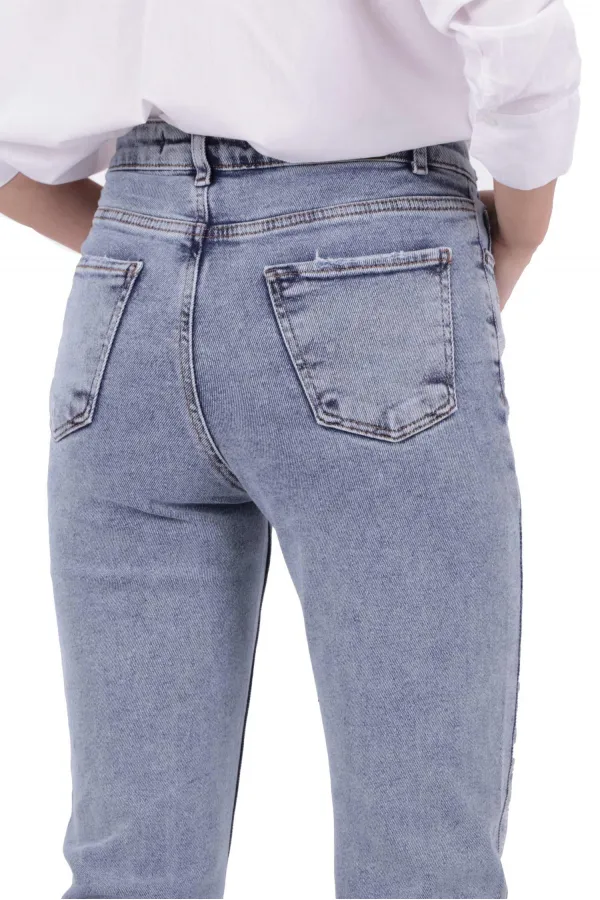 Taşlı Mom Fit Kot Pantolon  1725-08-(26-31)