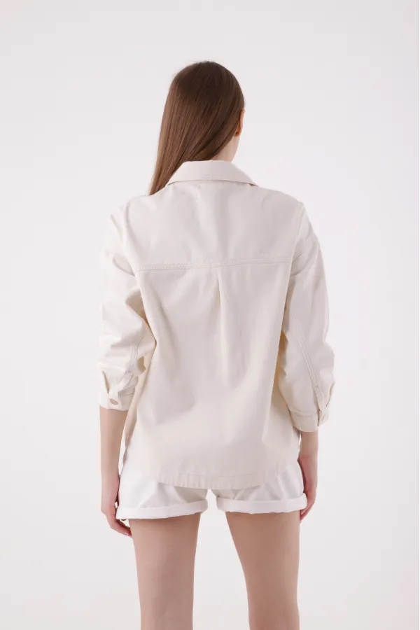 Çıtçıtlı Oversize Kot Ceket  6028-80-(S+XL+4)