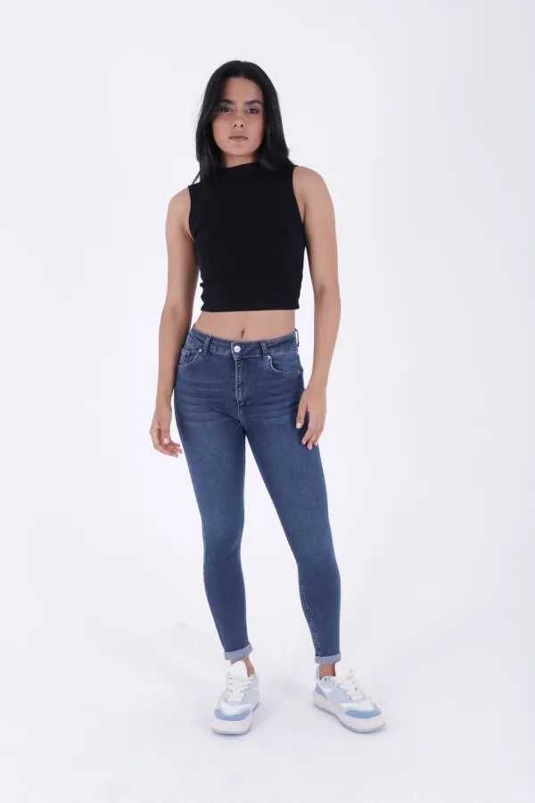 Duble Paça Skinny Kısa Boy Kot Pantolon  820-01-(28-33)