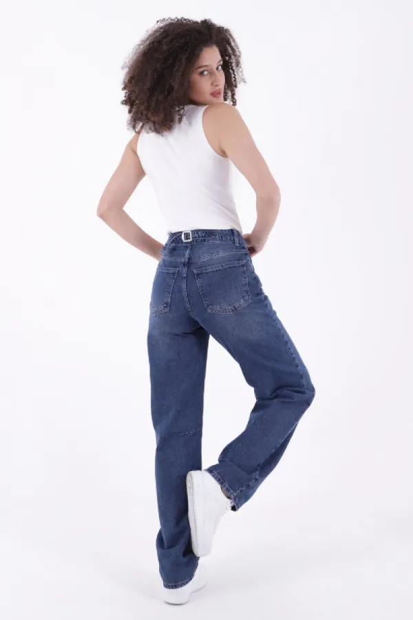 Baggy Jean with Dart Detail 7050-01-(26-29-2) Dark Blue Denim Baggy Jean with Dart Detail 7050-01-(26-29-2) Dark Blue Denim