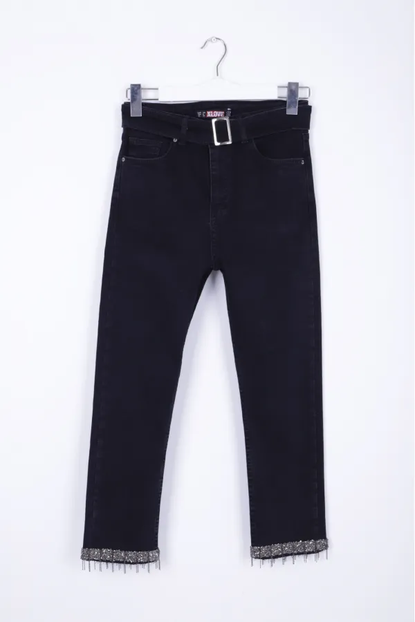 Paçaları Kemerli Pantolon 746-23-(27-32) Paçaları Kemerli Pantolon 746-23-(27-32)
