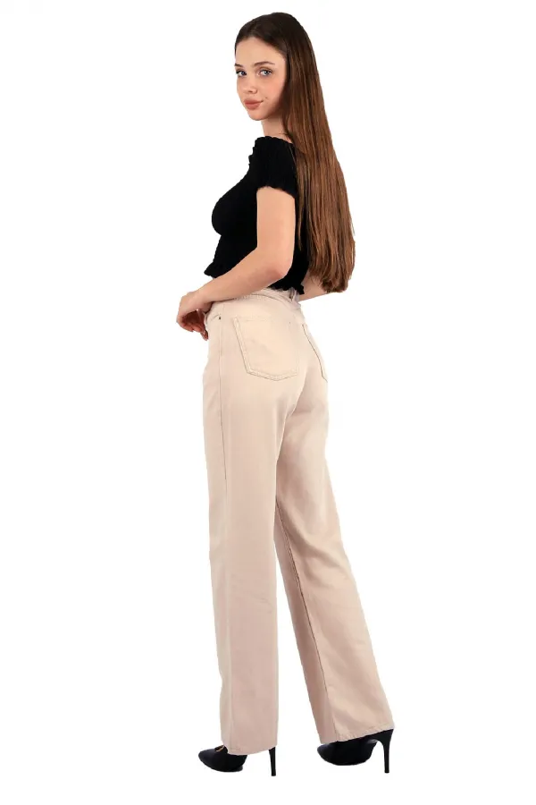 Paçası Yırtmaçlı Mom Fit Kot Pantolon  1732-66-(26-31)