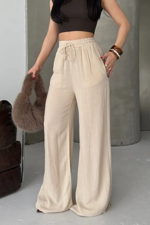 Lastikli Palazzo Pantolon  HS740-65-(S-XL)