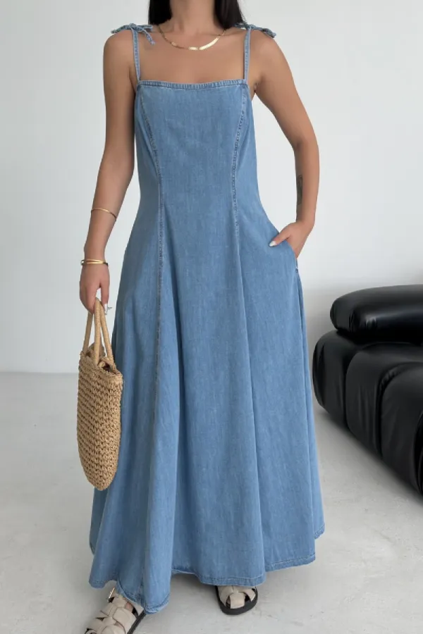 Bağcık Detaylı Volanlı Elbise 3052-25-(S-XL) Bağcık Detaylı Volanlı Elbise 3052-25-(S-XL)
