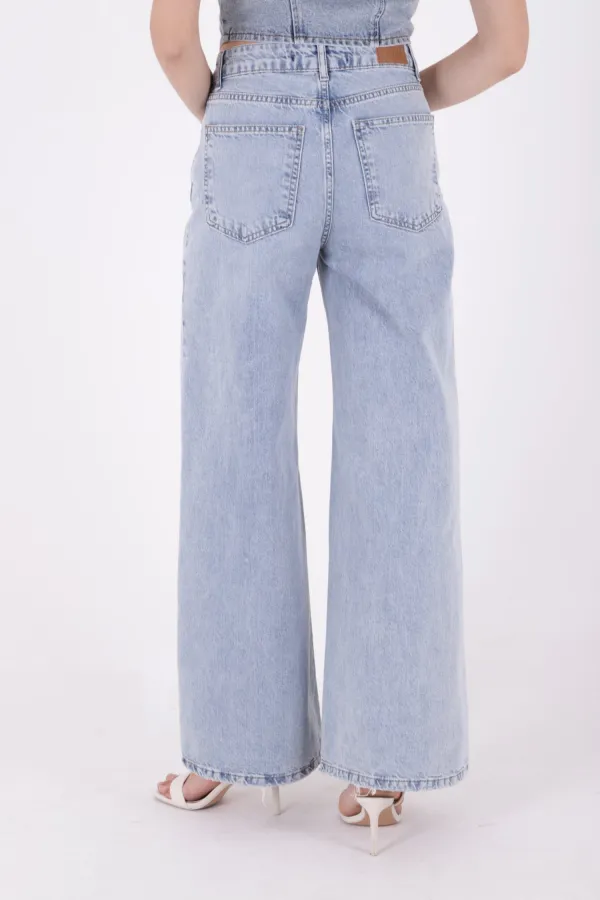 Geniş Saçaklı Paça Peçli  Kot Pantolon 7041-42-(27-32)