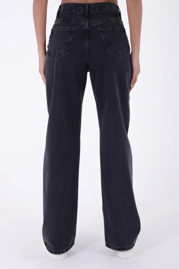 Wide Leg High Waisted Relaxed Jean  718-23-(32-36) Regular Anthracite