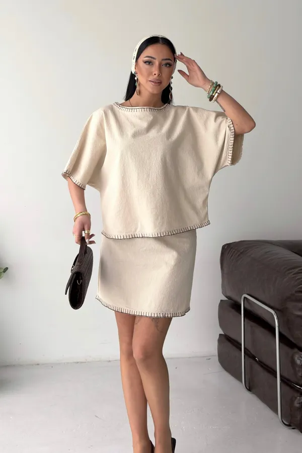Nakışlı Oversize Bluz HS403-65-(S-L-3)