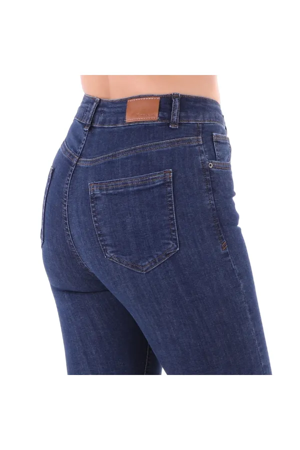 High Waisted Short Skinny Jean  810-17-(26-31) Slubbed Navy Blue