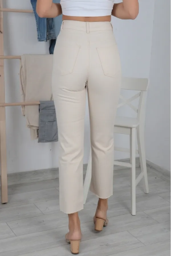Dikişsiz Paça Mom Fit Kot Pantolon  764-65-(27-32)