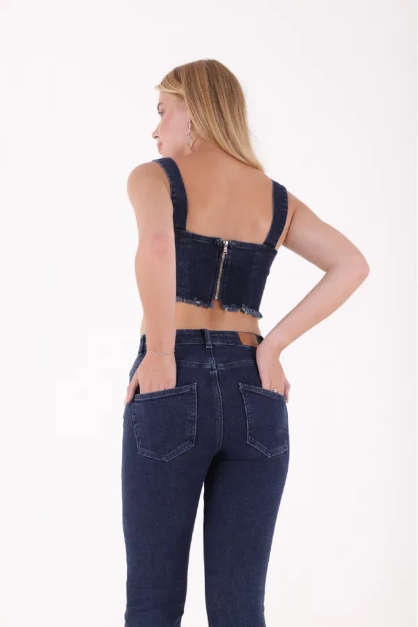 Püsküllü Kot Büstiyer 403-26-(S-L-6) Püsküllü Kot Büstiyer 403-26-(S-L-6)