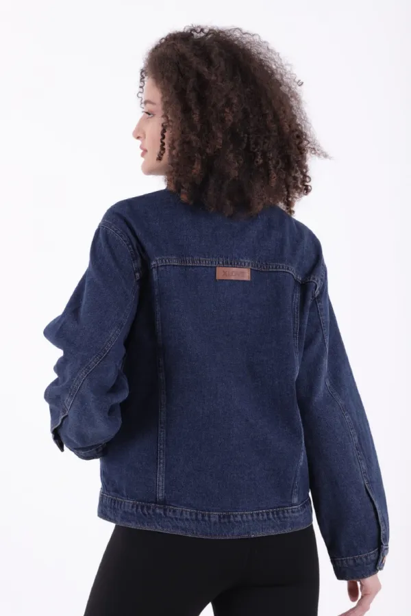 Klasik Yaka Cepli Düğmeli Kot Ceket  6081-26-(S-L-5)