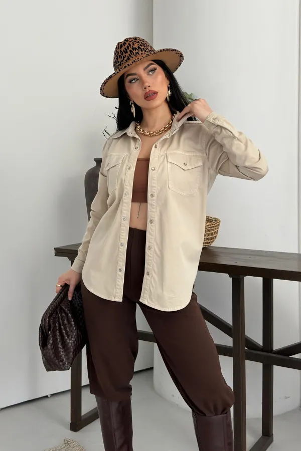 Çıtçıtlı Kot Gömlek  6013-65-(S-XL-6)