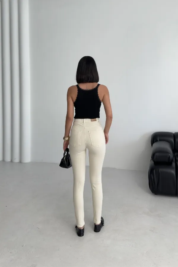 High Waisted Ankle Length Skinny Jean 815-80-(26-31) Natural