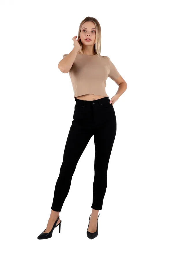 Skinny Jean with Bottom Side Zipper 1745-07-(28-33) Black
