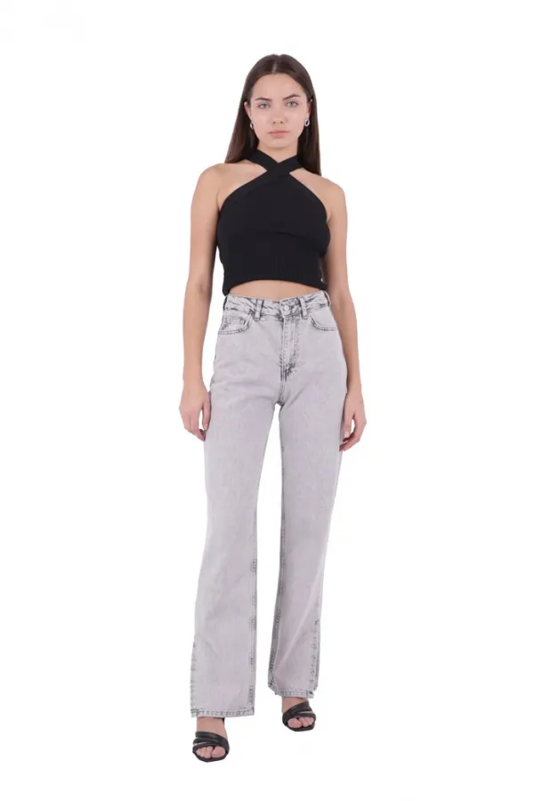 Paçası Yırtmaçlı Boru Paça Relax Kot Pantolon  931-22-(26-30)