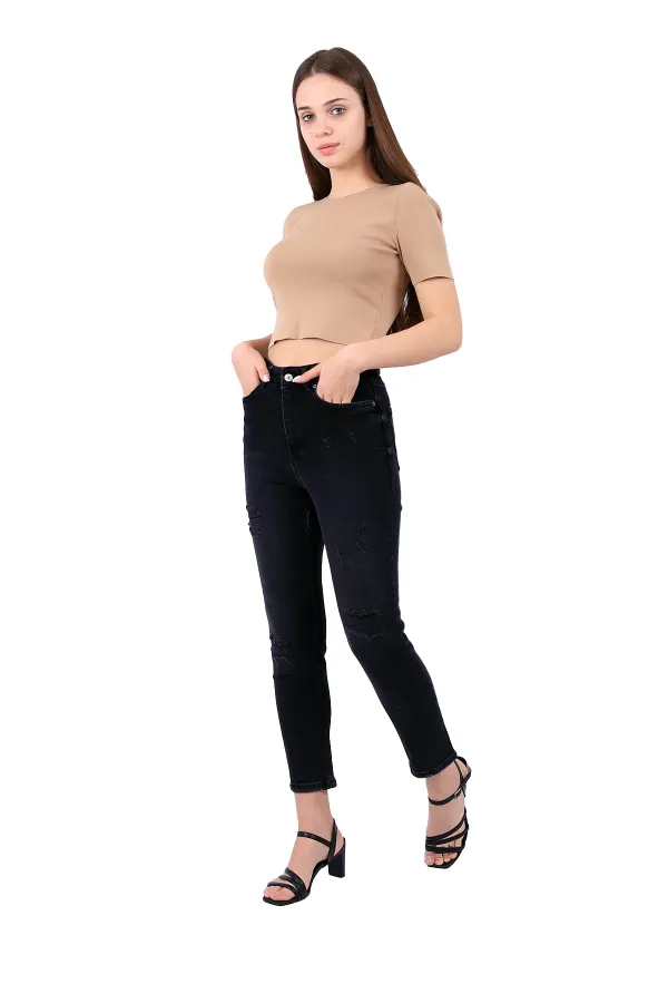 Yamalı Mom Kot Pantolon  1727-03-(26-31)