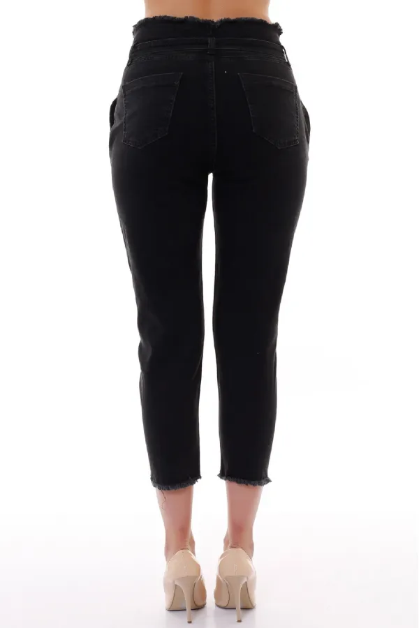 Beli Yüksek Bel Havuç Kemerli Kot Pantolon 736-23-(30-36) Beli Yüksek Bel Havuç Kemerli Kot Pantolon 736-23-(30-36)