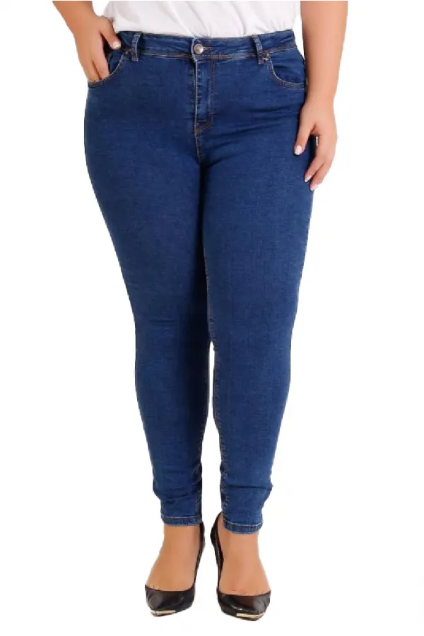 High Waisted Skinny Full Length Jean  515-27-(44-50) Rinsed Blue