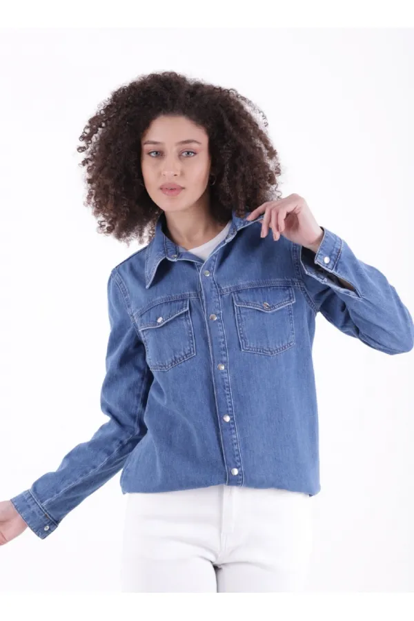 Chemise en jean à boutons-pression 6013-27-(S-XL-6) Chemise en jean à boutons-pression 6013-27-(S-XL-6)