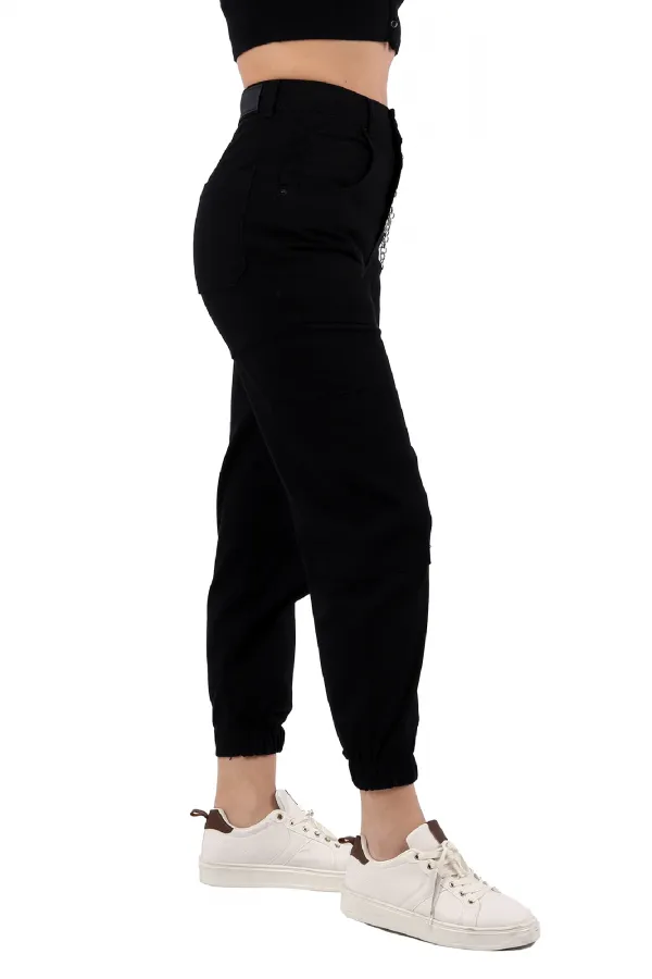 Parçalı Yanı Zincirli Pantolon 1704-07-(S-XL-6) Parçalı Yanı Zincirli Pantolon 1704-07-(S-XL-6)