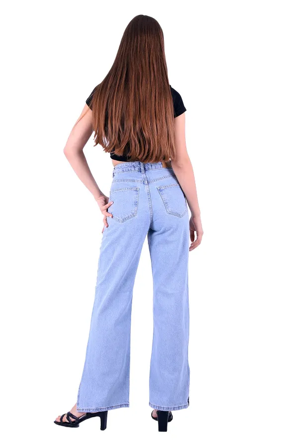 Paçası Yırtmaçlı Mom Fit Kot Pantolon  1732-42-(27-32)