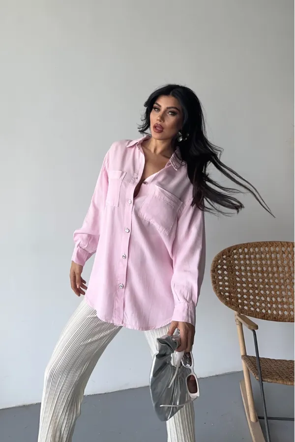 Cepli Oversize Keten Gömlek HS609-84-(S-XL) Cepli Oversize Keten Gömlek HS609-84-(S-XL)