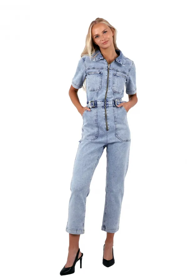 Önü Fermuarlı Kot Tulum 397-08-(S-XL) Önü Fermuarlı Kot Tulum 397-08-(S-XL)