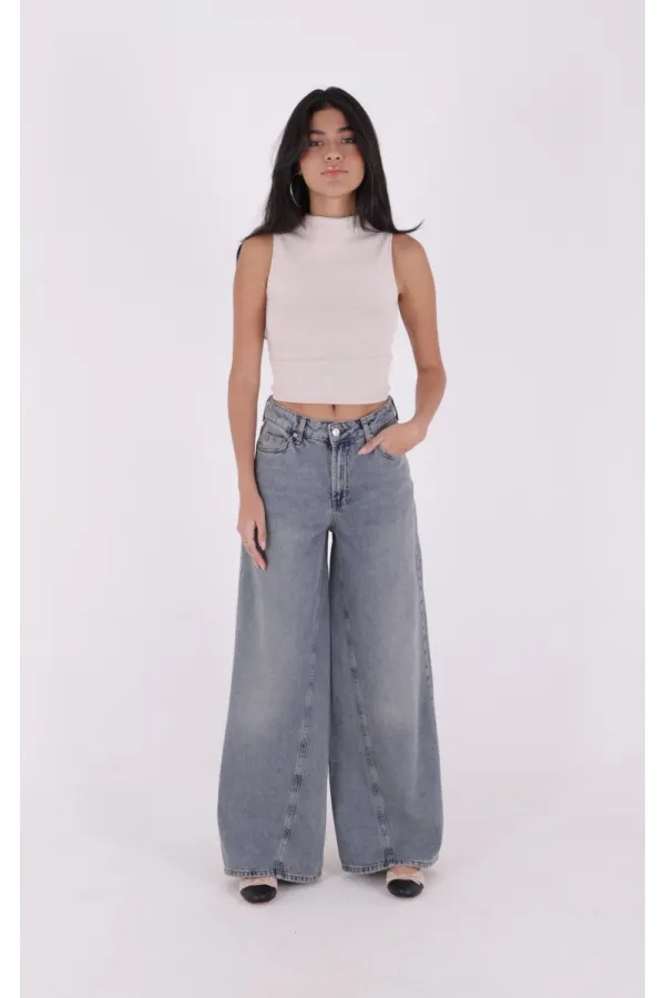 Parçalı Baggy Kot Pantolon  7045-62-(26-31)