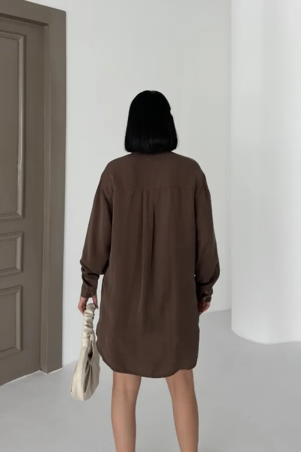 Uzun Tunik Keten Gömlek  HS611-78-(S-XL)