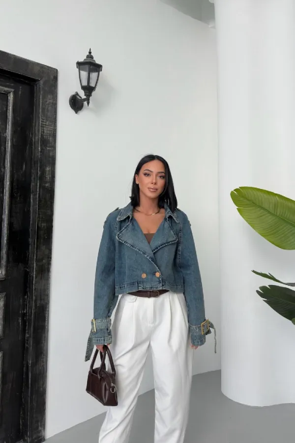 Kısa Oversize Trençkot 6078-62-(S+L+4) Kısa Oversize Trençkot 6078-62-(S+L+4)