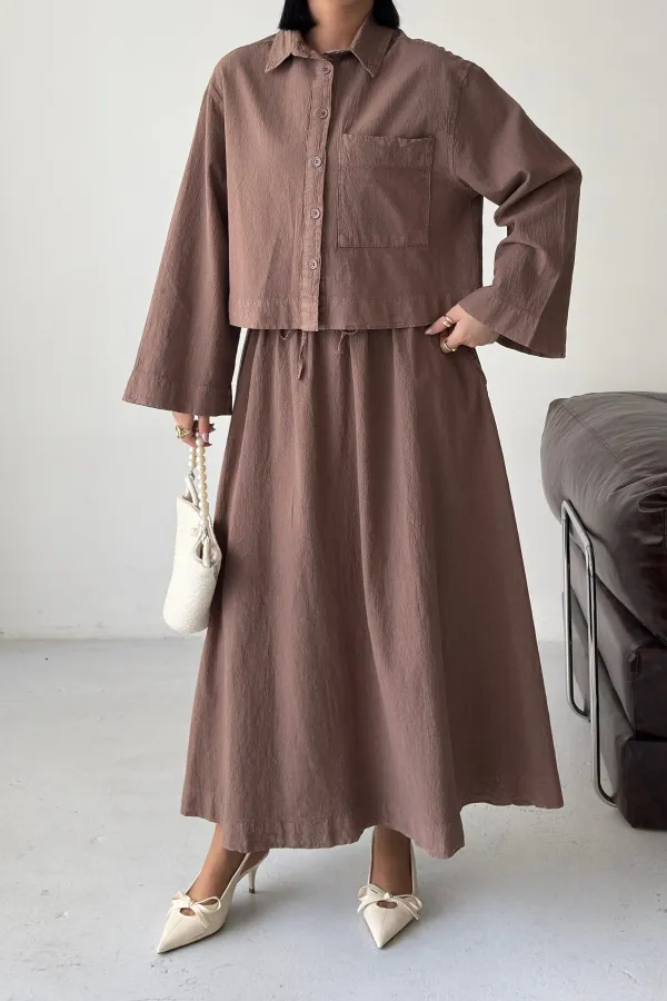 Elasticated Long Skirt HS121-72-(S-L-3) Soil