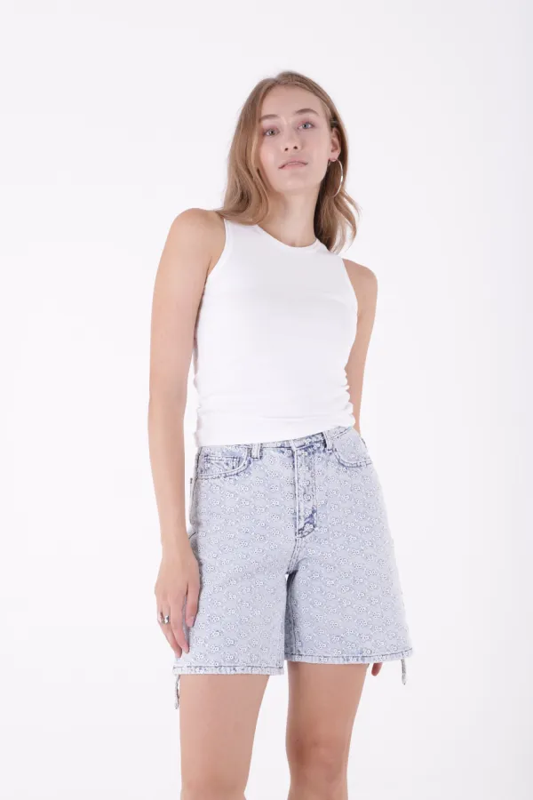 Double Folded Bottom Denim Short 292-90-(S-XL-6) Embroidered Double Folded Bottom Denim Short 292-90-(S-XL-6) Embroidered