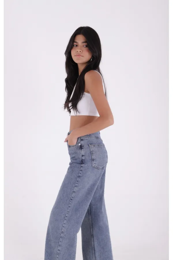 İğne Kırığı Desenli Relax Kot Pantolon 7049-62-(26-31) İğne Kırığı Desenli Relax Kot Pantolon 7049-62-(26-31)