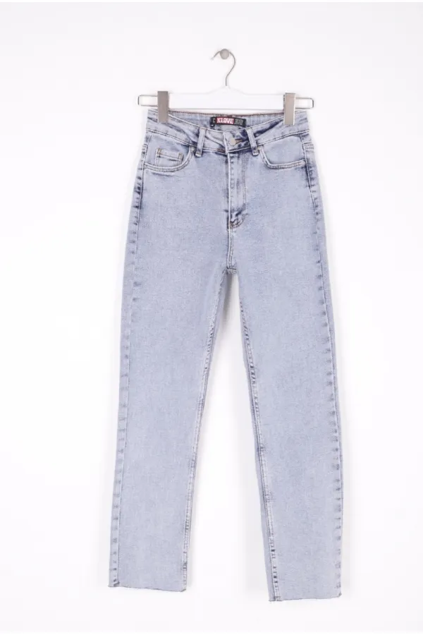 Dikişsiz Paça Mom Fit Kot Pantolon  764-08-(32-36)