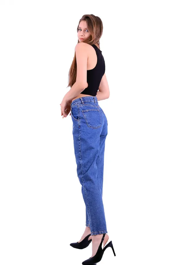 Yüksek Bellı Mom Kot Pantolon 800-27-(27-32) Yüksek Bellı Mom Kot Pantolon 800-27-(27-32)
