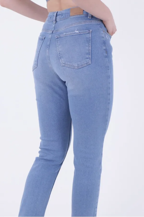 Dikişsiz Paça Mom Fit Kot Pantolon  764-15-(27-32)
