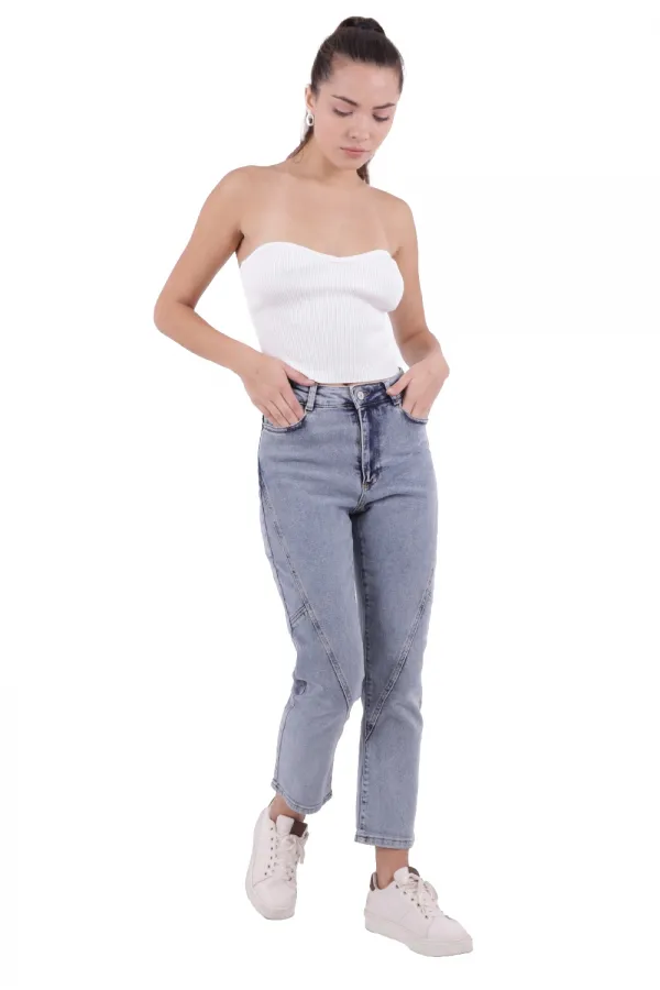 Parçalı Mom Pantolon 778-08-(28-33) Parçalı Mom Pantolon 778-08-(28-33)