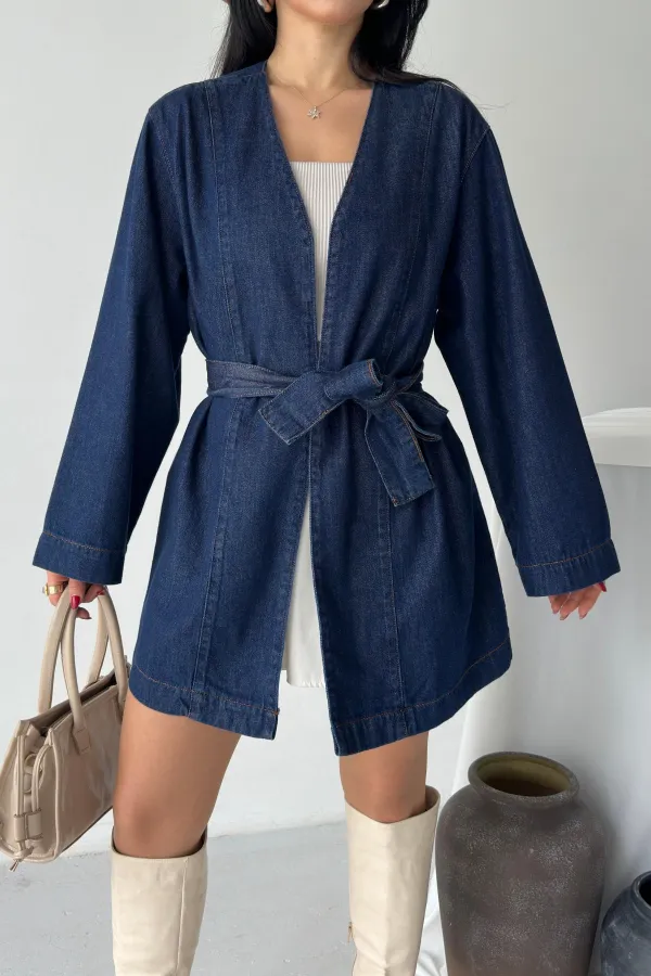 Kuşak Bağlamalı Oversize Ceket  6246-17-(S-L-3)