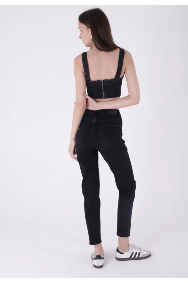 High Waisted Comfort Slim Ankle Length Jean  896-23-(32-36) Regular Anthracite